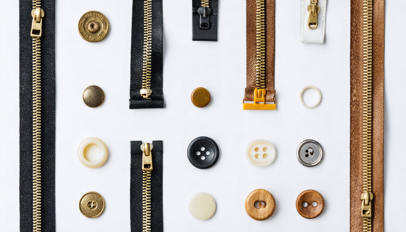 Zippers and buttons in materials