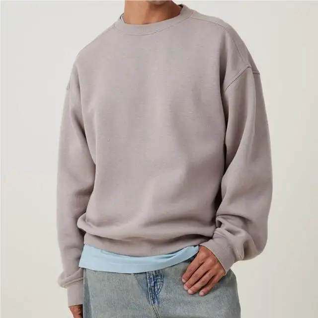 Cotton oversized drop shoulder crewneck sweatshirt