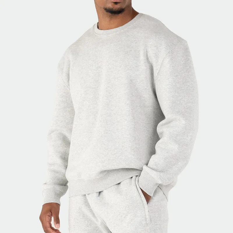 Custom 3D embossed men's oversized cotton crewneck sweatshirt