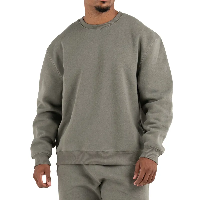 Custom logo men's oversized drop shoulder crewneck sweatshirt