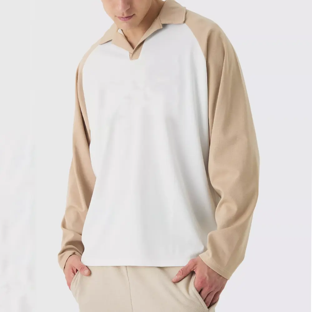 Men's slim fit long sleeve cotton polo shirt