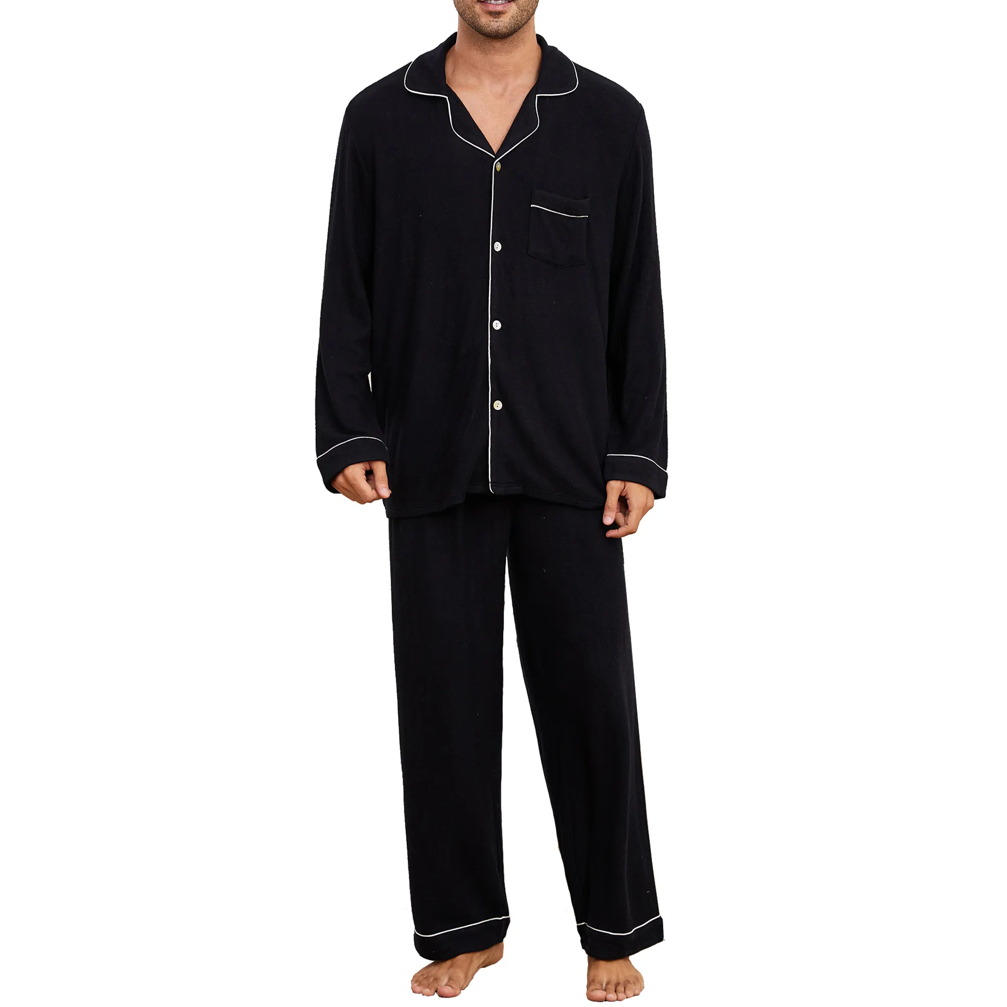 Custom men's cotton long sleeve pajama set