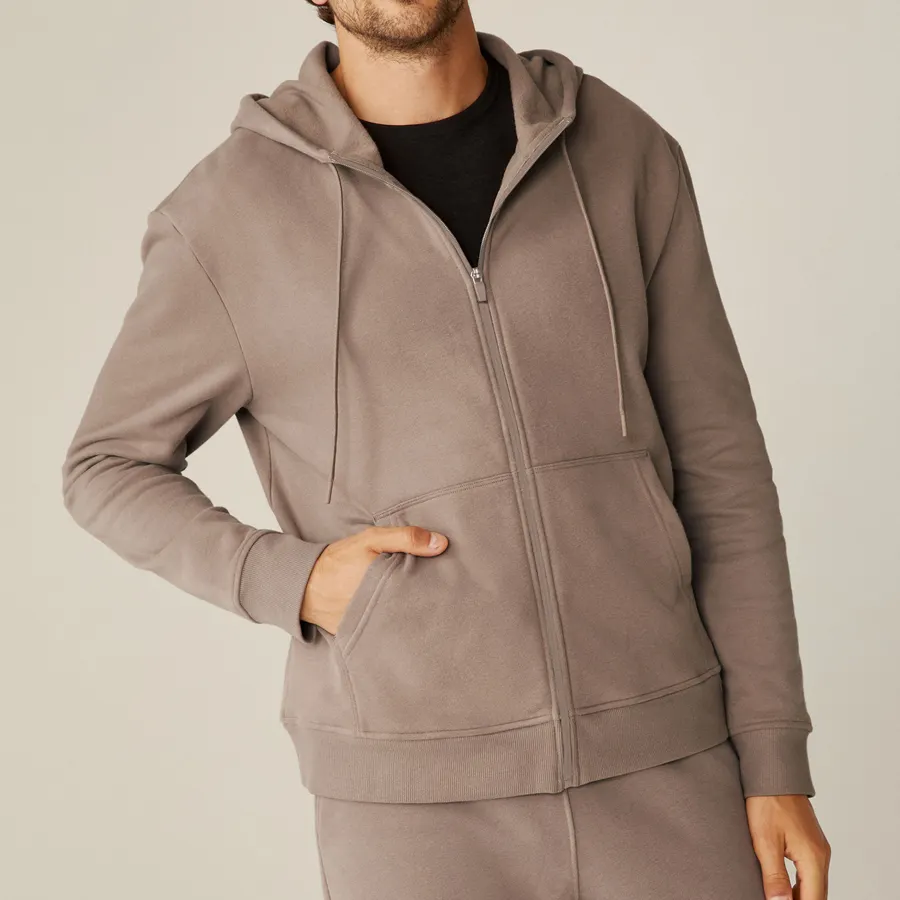 Men's fleece gym tracksuit full zip soft sweatshirt